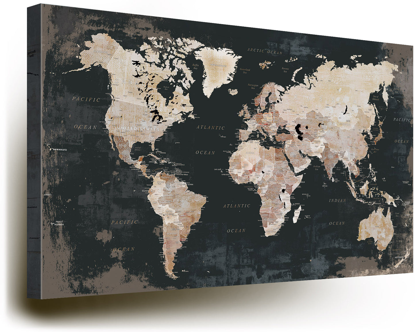 Office Wall Art World Map Assembly Frame in Black