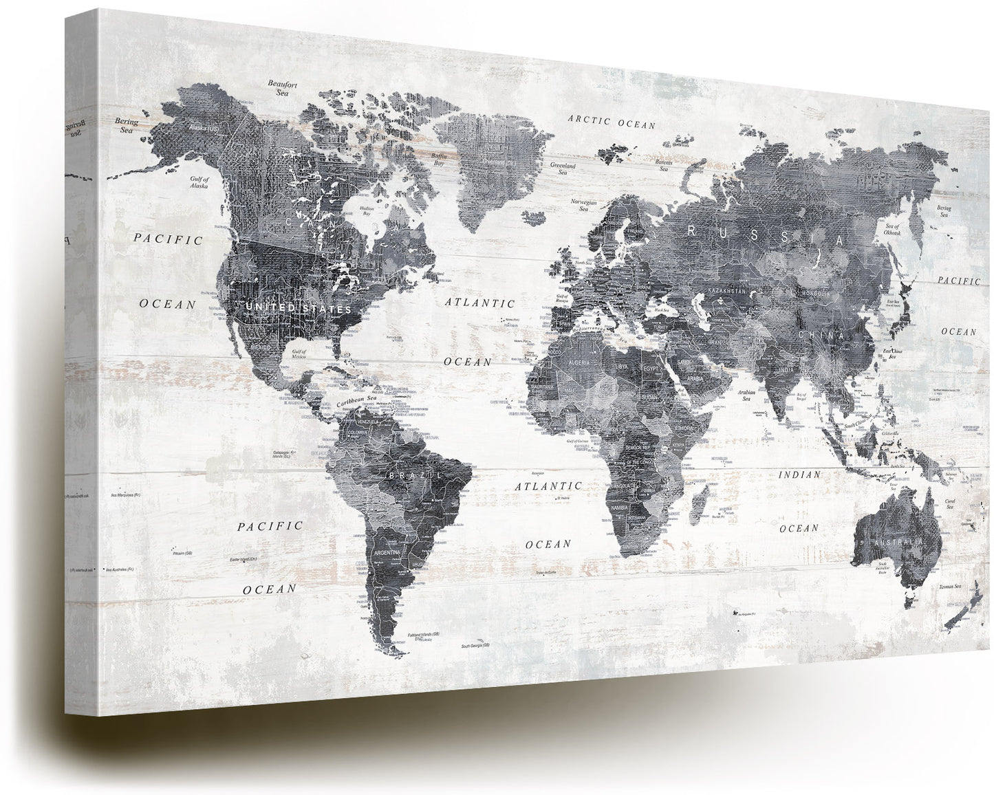 Office Wall Art World Map Assembly Frame in Grey
